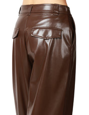 PANTALONE DONNA PINKO PANINO MARRONE IN SIMILPELLE A GAMBA DRITTA