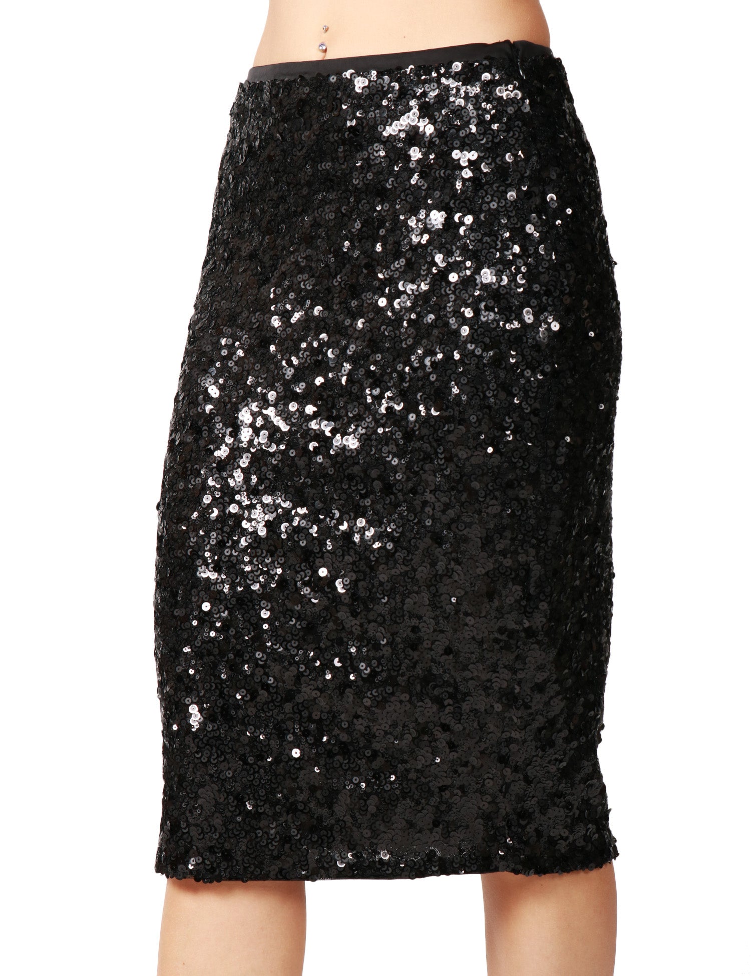 GONNA TUBINO PINKO PAPPACIECA NERA CON RICAMO DI PAILLETTES ALL OVER