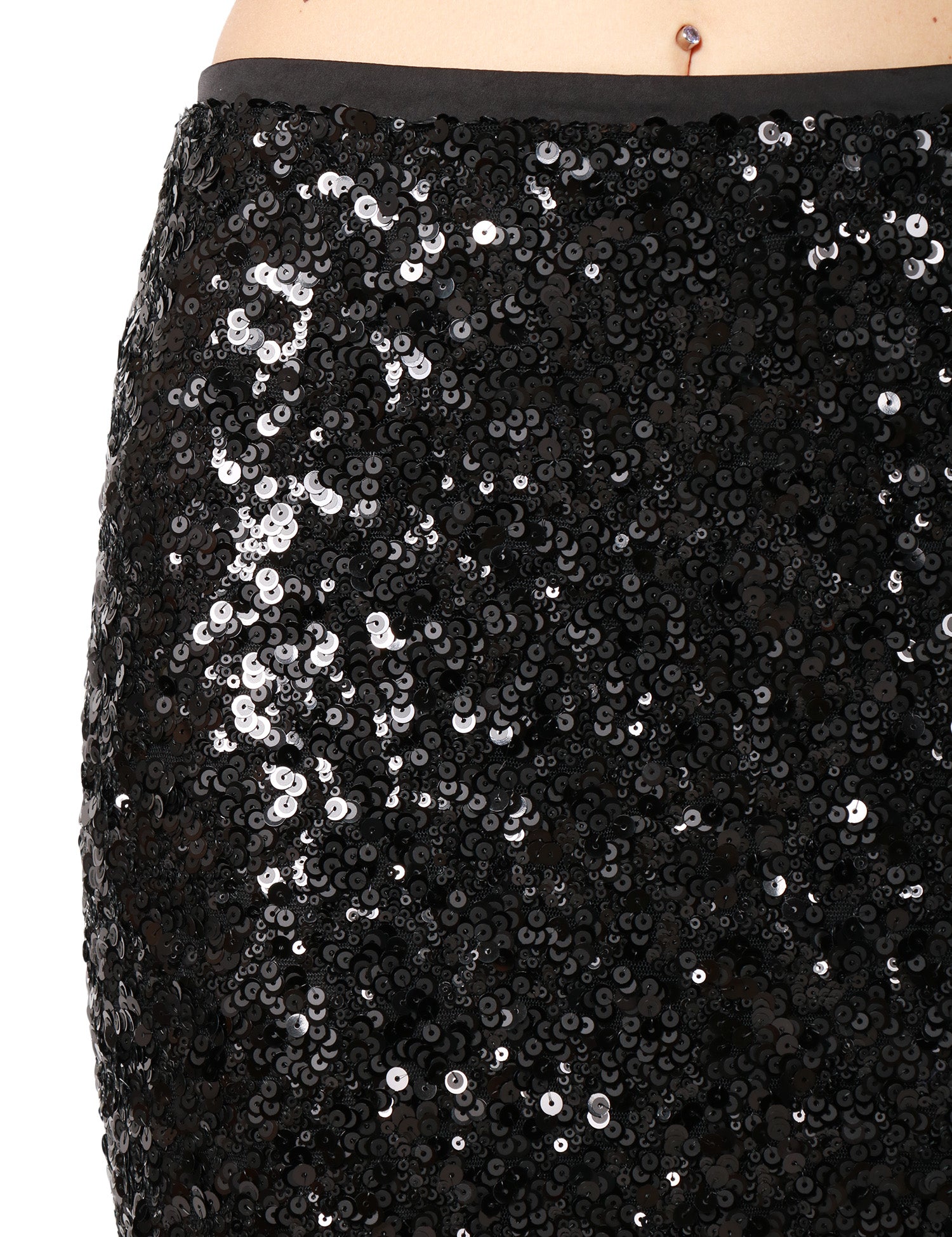 GONNA TUBINO PINKO PAPPACIECA NERA CON RICAMO DI PAILLETTES ALL OVER