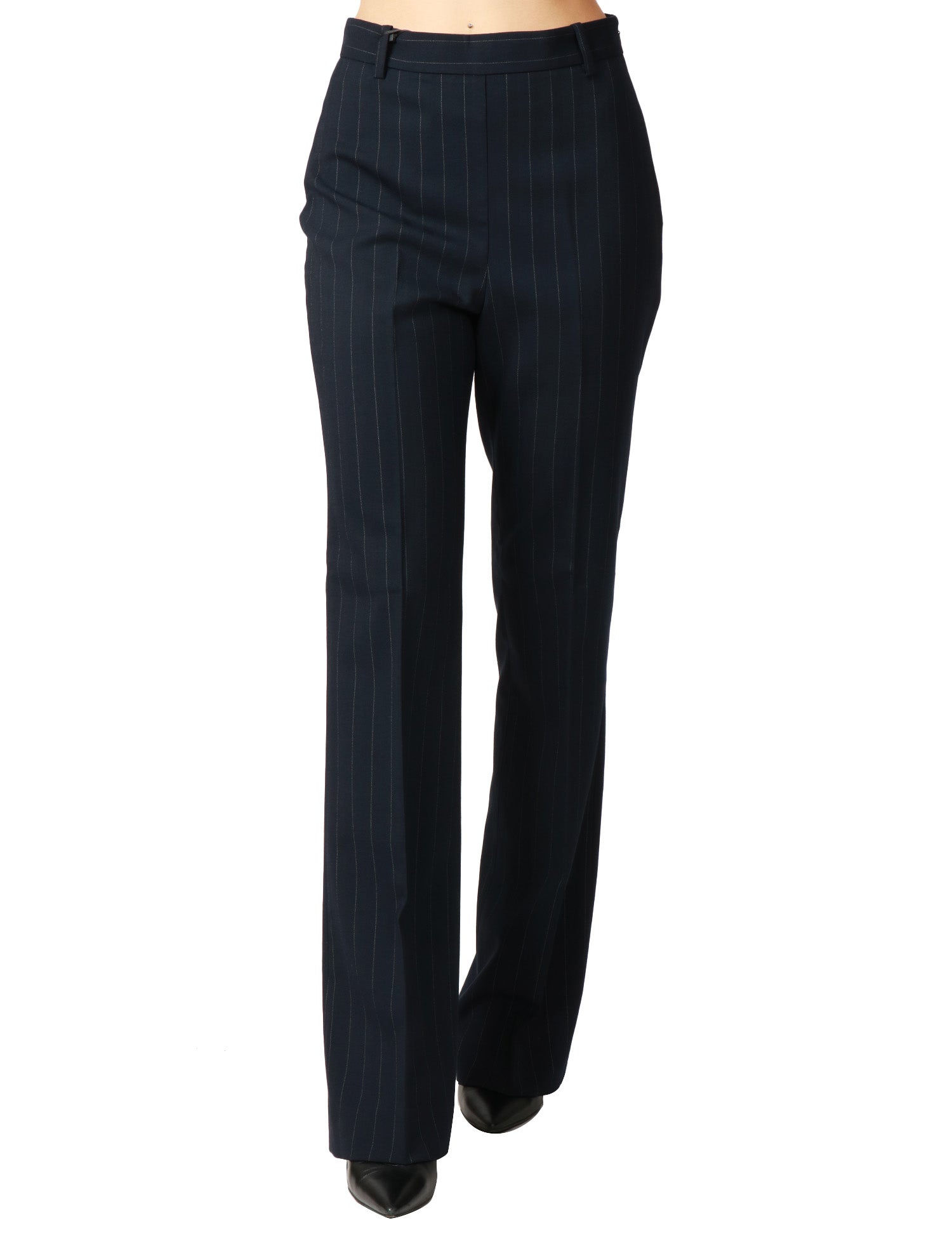 PANTALONE DONNA PINKO PITA BLU GESSATO A GAMBA DRITTA IN MISTO LANA