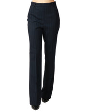PANTALONE DONNA PINKO PITA BLU GESSATO A GAMBA DRITTA IN MISTO LANA