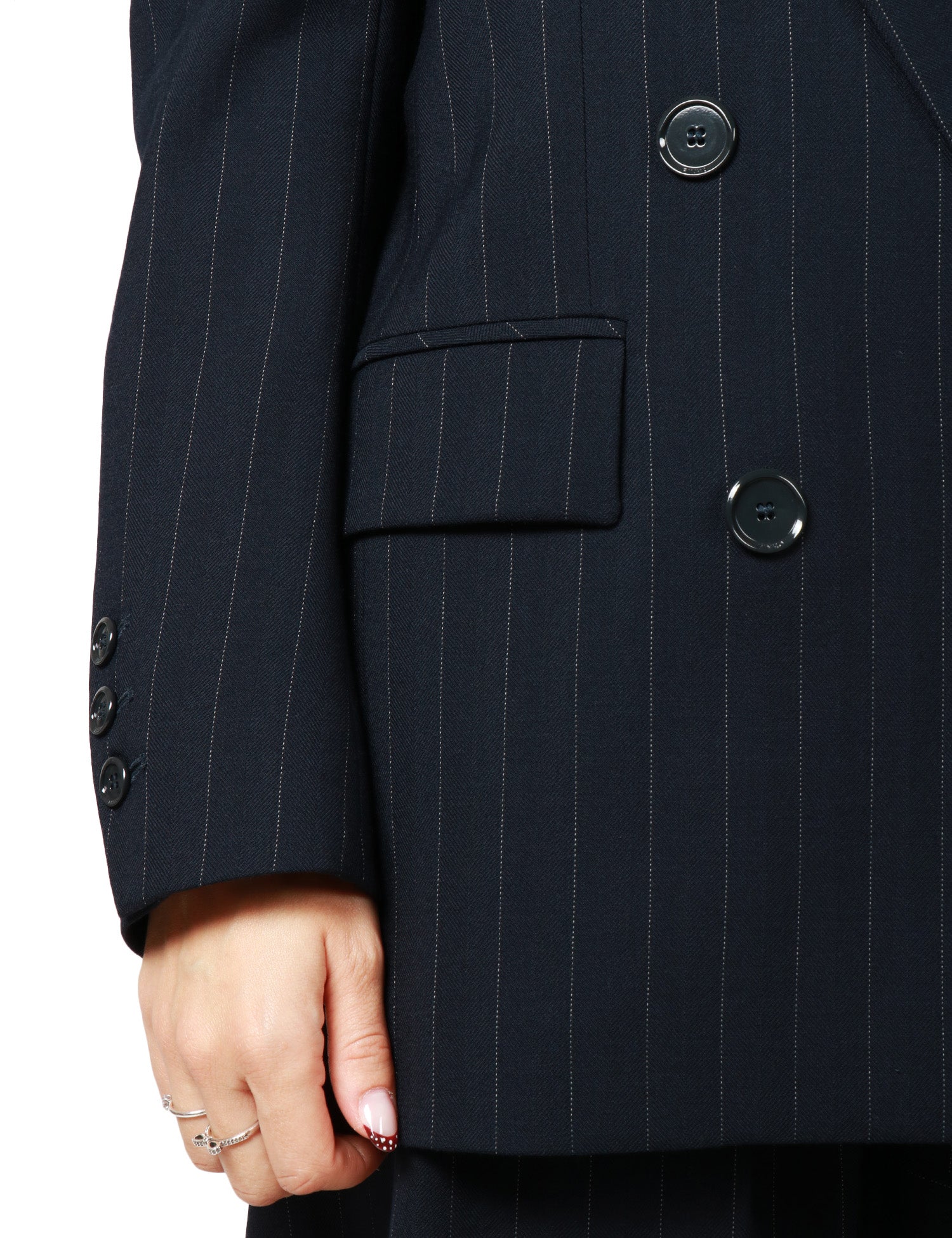 BLAZER DONNA PINKO RAPISARDI BLU/BIANCO GESSATO DOPPIOPETTO OVER IN LANA POLY