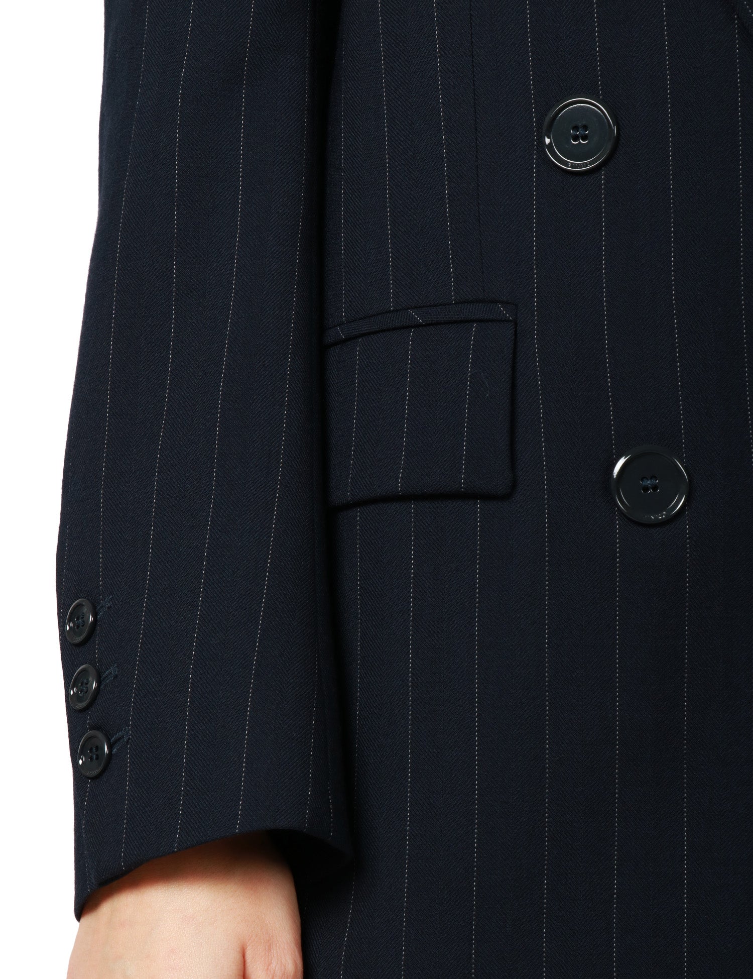 BLAZER DONNA PINKO RAPISARDI BLU/BIANCO GESSATO DOPPIOPETTO OVER IN LANA POLY