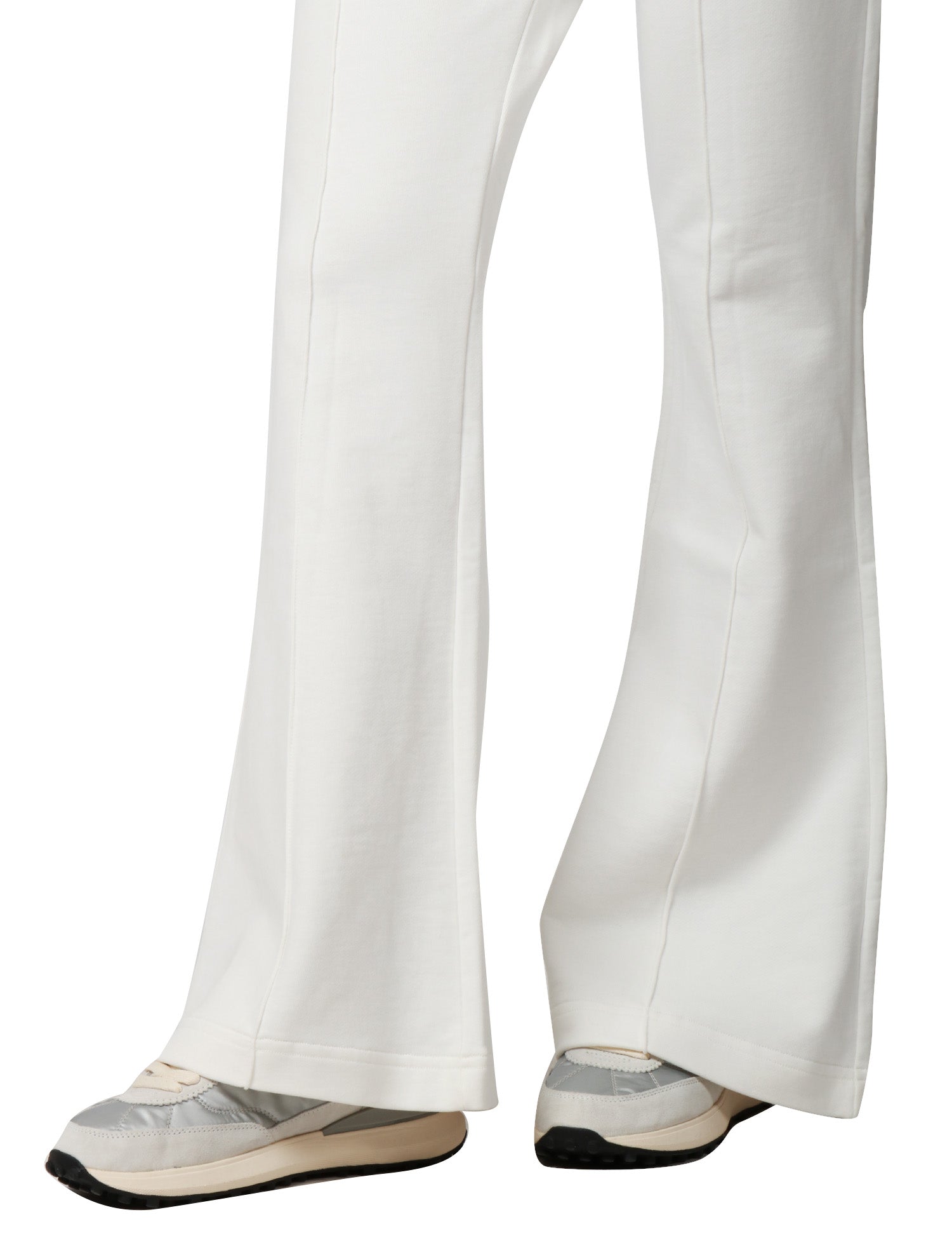 PANTALONE DONNA PINKO RAZIONALE BIANCO LATTE IN FELPA CON RICAMO LOGO E GAMBA SVASATA