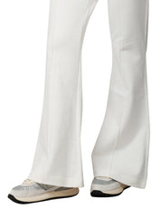 PANTALONE DONNA PINKO RAZIONALE BIANCO LATTE IN FELPA CON RICAMO LOGO E GAMBA SVASATA