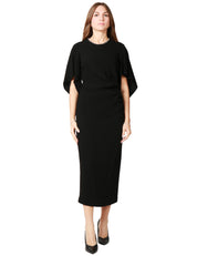 ABITO DONNA PINKO SCOPONE NERO ADERENTE CON MEZZE MANICHE AMPIE E PALILLETTES SULLO SCOLLO