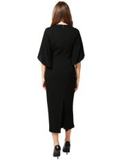 ABITO DONNA PINKO SCOPONE NERO ADERENTE CON MEZZE MANICHE AMPIE E PALILLETTES SULLO SCOLLO