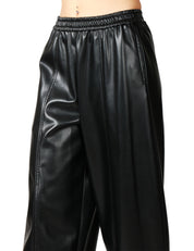 PANTALONE DONNA PINKO SPEZIA NERO BALLON-FIT IN SIMILPELLE CON VITA ELASTICATA