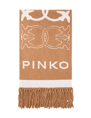 Sciarpa pinko beige con logo Love Birds jacquard