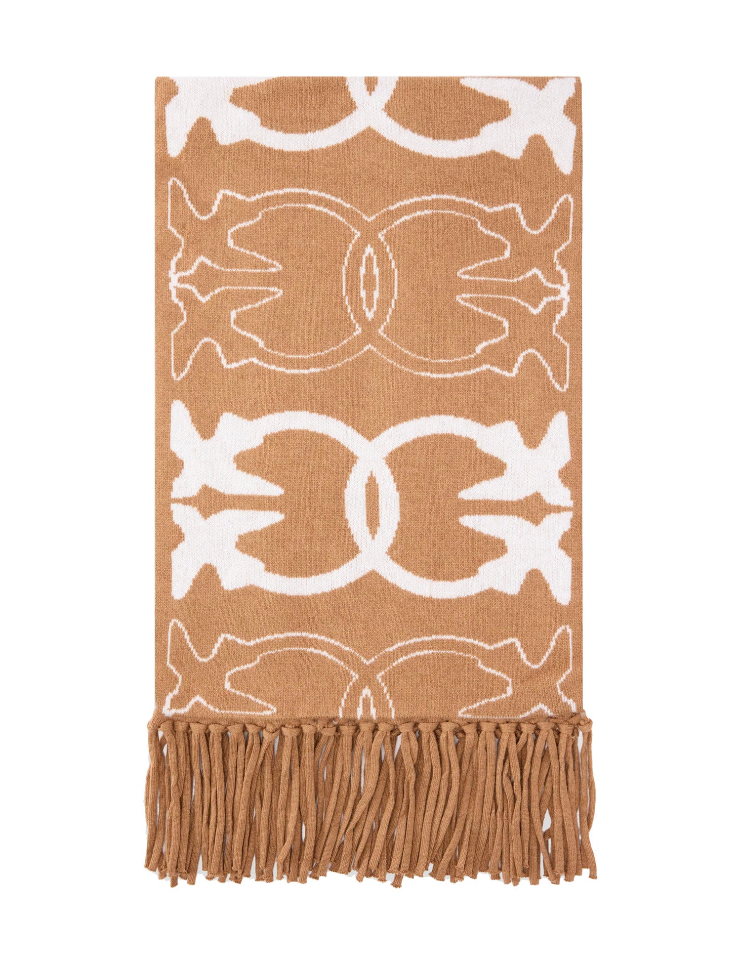 Sciarpa pinko beige con logo Love Birds jacquard