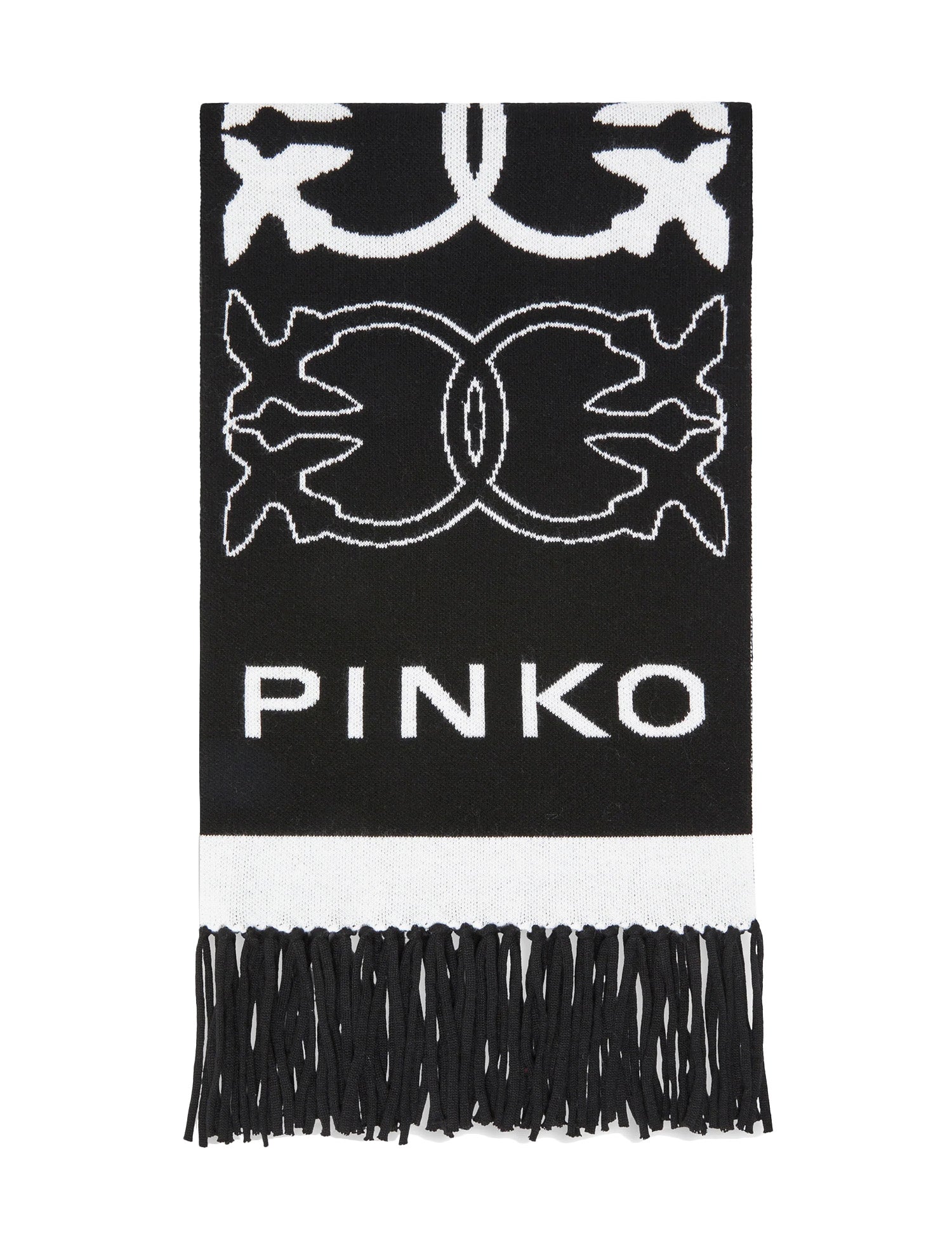 Sciarpa pinko nera con logo Love Birds jacquard