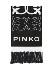Sciarpa pinko nera con logo Love Birds jacquard