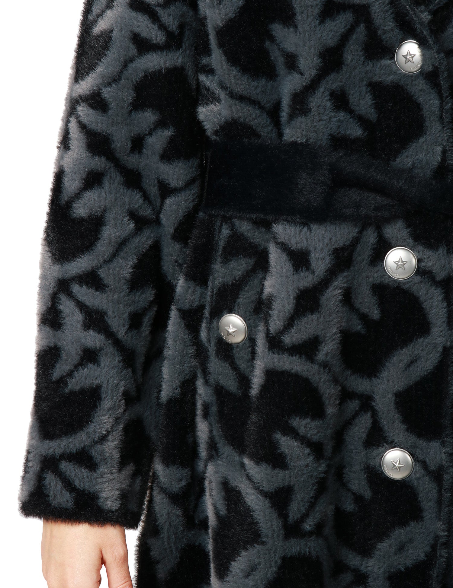 CAPPOTTO DONNA PINKO ZANTE GRIGIO/NERO IN TESSUTO ASPEN LOGATO CON BOTTONI METALLICI E CINTURA