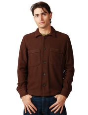 OVER SHIRT UOMO PORTOFIORI MORO IN LANACOTTA CON TASCHE A TOPPA SUL PETTO