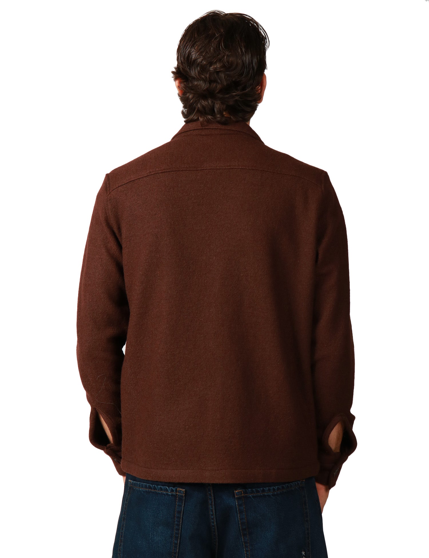 OVER SHIRT UOMO PORTOFIORI MORO IN LANACOTTA CON TASCHE A TOPPA SUL PETTO