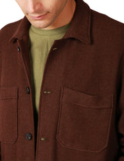 OVER SHIRT UOMO PORTOFIORI MORO IN LANACOTTA CON TASCHE A TOPPA SUL PETTO