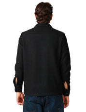 OVER SHIRT UOMO PORTOFIORI NERA IN LANACOTTA CON TASCHE A TOPPA SUL PETTO