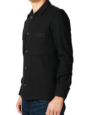 OVER SHIRT UOMO PORTOFIORI NERA IN LANACOTTA CON TASCHE A TOPPA SUL PETTO