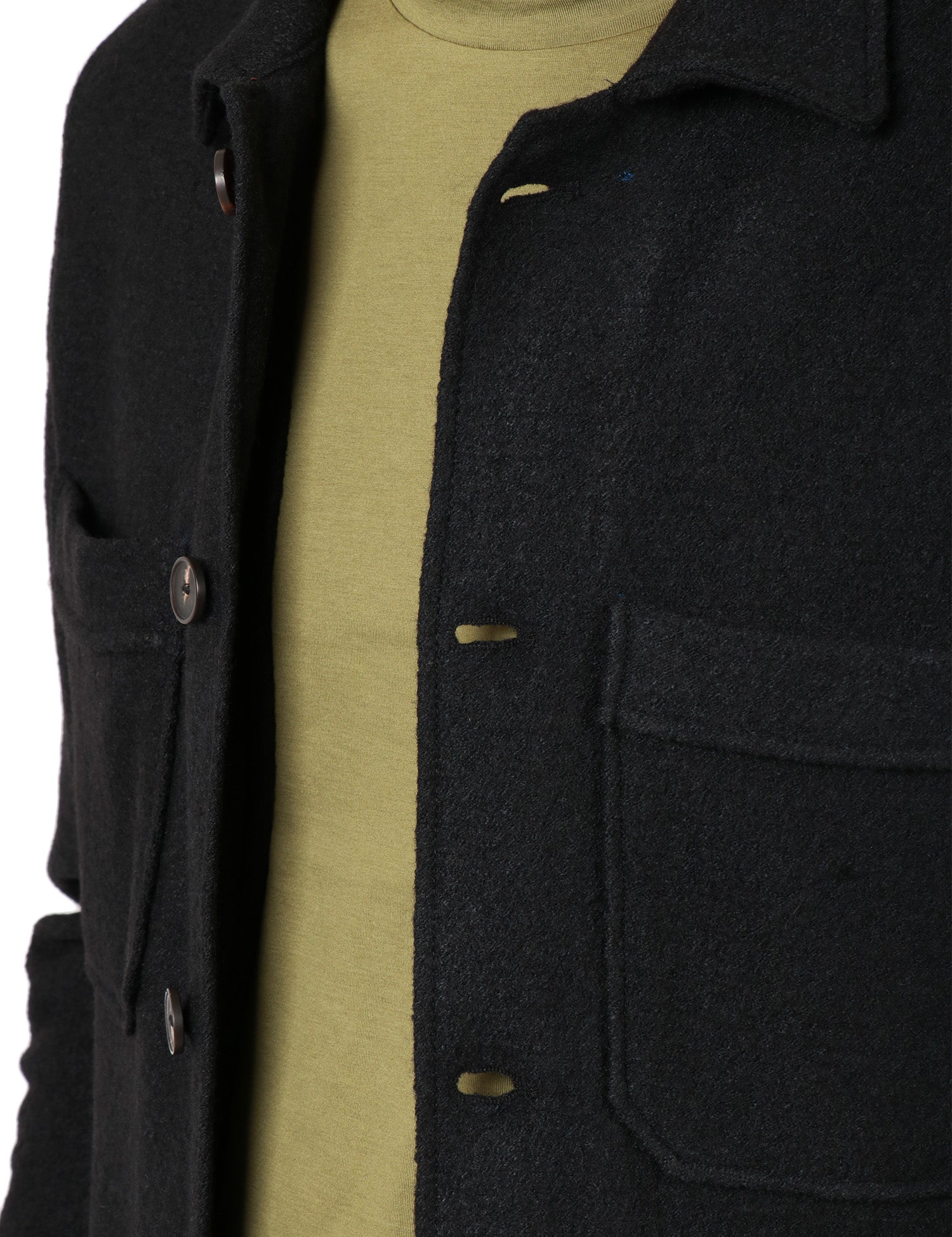 OVER SHIRT UOMO PORTOFIORI NERA IN LANACOTTA CON TASCHE A TOPPA SUL PETTO
