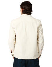 OVER SHIRT UOMO PORTOFIORI PANNA IN VELLUTO A COSTE CON TASCHE SUL PETTO