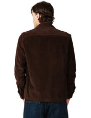 OVER SHIRT UOMO PORTOFIORI MARRONE IN VELLUTO A COSTE CON TASCHE SUL PETTO