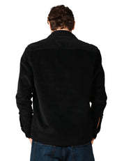 OVER SHIRT UOMO PORTOFIORI NERA IN VELLUTO A COSTE CON TASCHE SUL PETTO