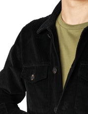 OVER SHIRT UOMO PORTOFIORI NERA IN VELLUTO A COSTE CON TASCHE SUL PETTO