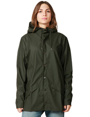 GIACCA ANTIPIOGGIA DONNA RAINS GREEN CON CAPPUCCIO E BOTTONI AUTOMATICI