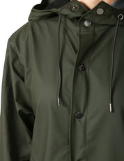 GIACCA ANTIPIOGGIA DONNA RAINS GREEN CON CAPPUCCIO E BOTTONI AUTOMATICI