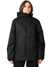 GIUBBOTTO DONNA RAINS LOHJA NERO LUNGHEZZA MEDIA CON CAPPUCCIO IN TESSUTO IMPRMEABILE