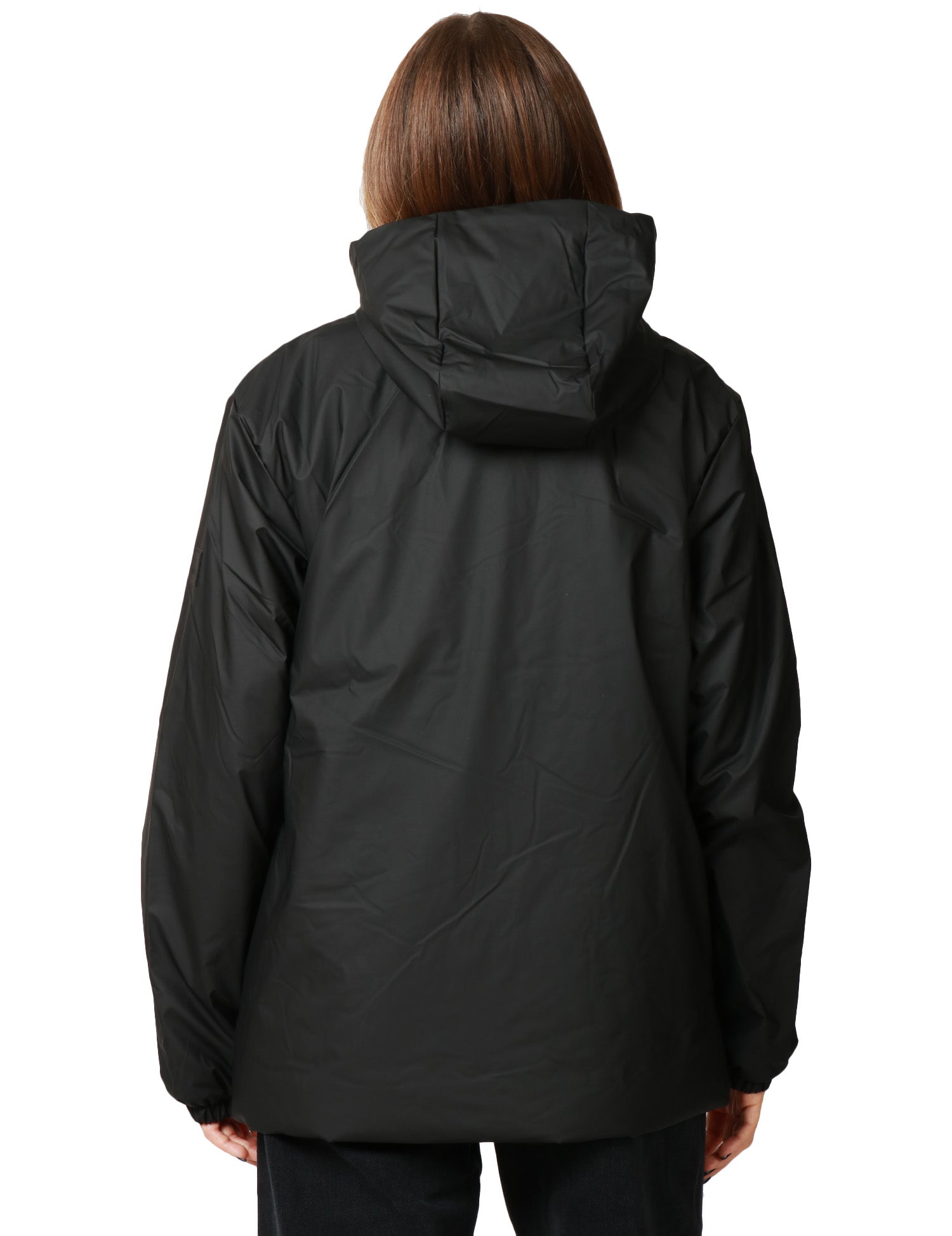 GIUBBOTTO DONNA RAINS LOHJA NERO LUNGHEZZA MEDIA CON CAPPUCCIO IN TESSUTO IMPRMEABILE