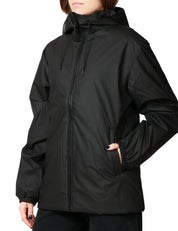 GIUBBOTTO DONNA RAINS LOHJA NERO LUNGHEZZA MEDIA CON CAPPUCCIO IN TESSUTO IMPRMEABILE