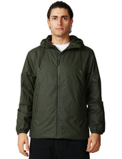 GIUBBINO UOMO RAINS LOHJA GREEN IN TESSUTO IMPERMEABILE E ANTIVENTO CON CAPPUCCIO