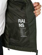 GIUBBINO UOMO RAINS LOHJA GREEN IN TESSUTO IMPERMEABILE E ANTIVENTO CON CAPPUCCIO