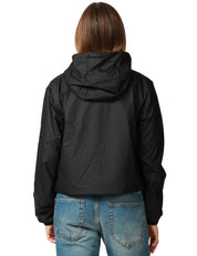GIUBBINO DONNA RAINS LOHJA SHORT NERO IN TESSUTO IMPERMEABILE CON ZIP E CAPPUCCIO