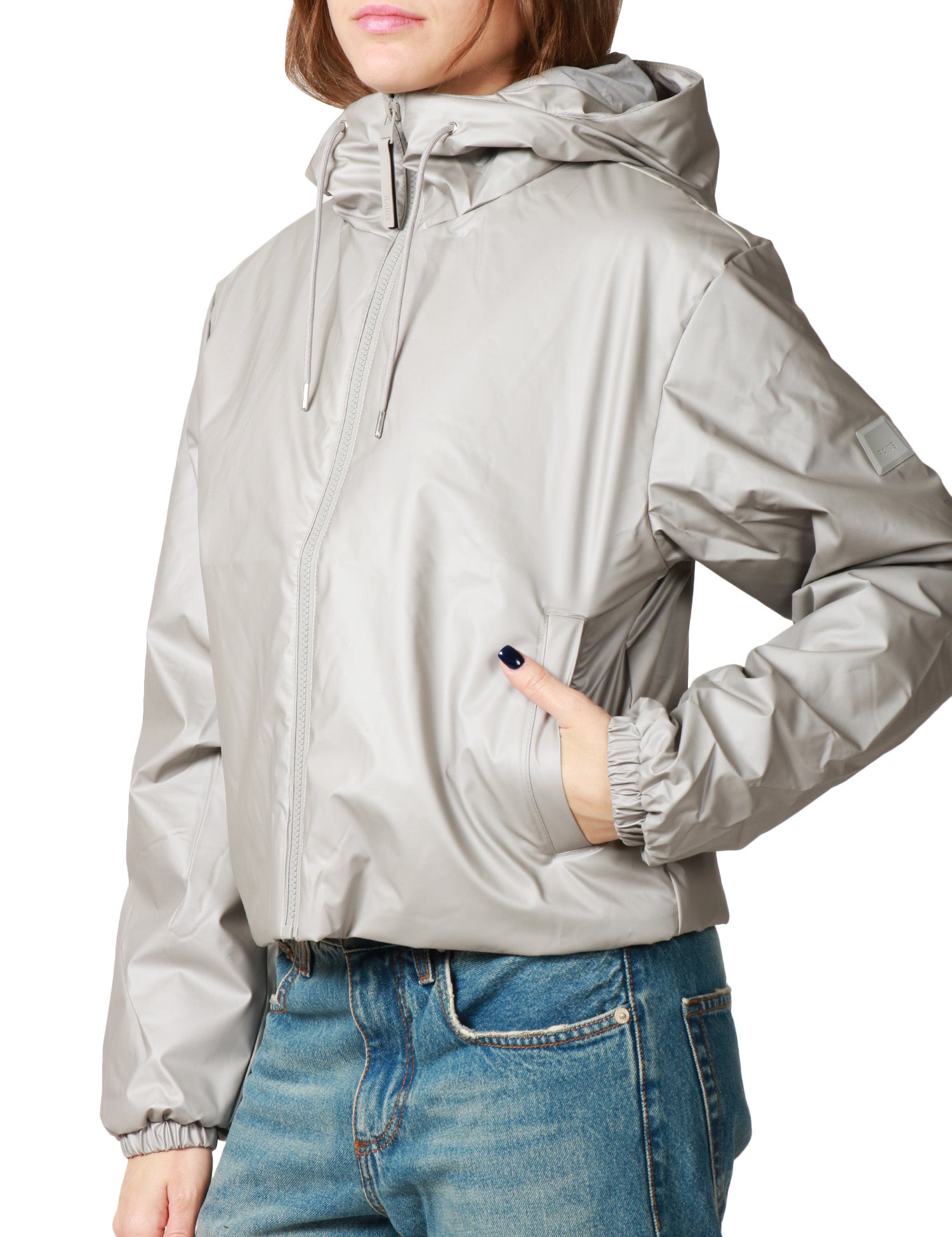 GIUBBINO DONNA RAINS LOHJA SHORT NIMBUS IN TESSUTO IMPERMEABILE CON ZIP E CAPPUCCIO