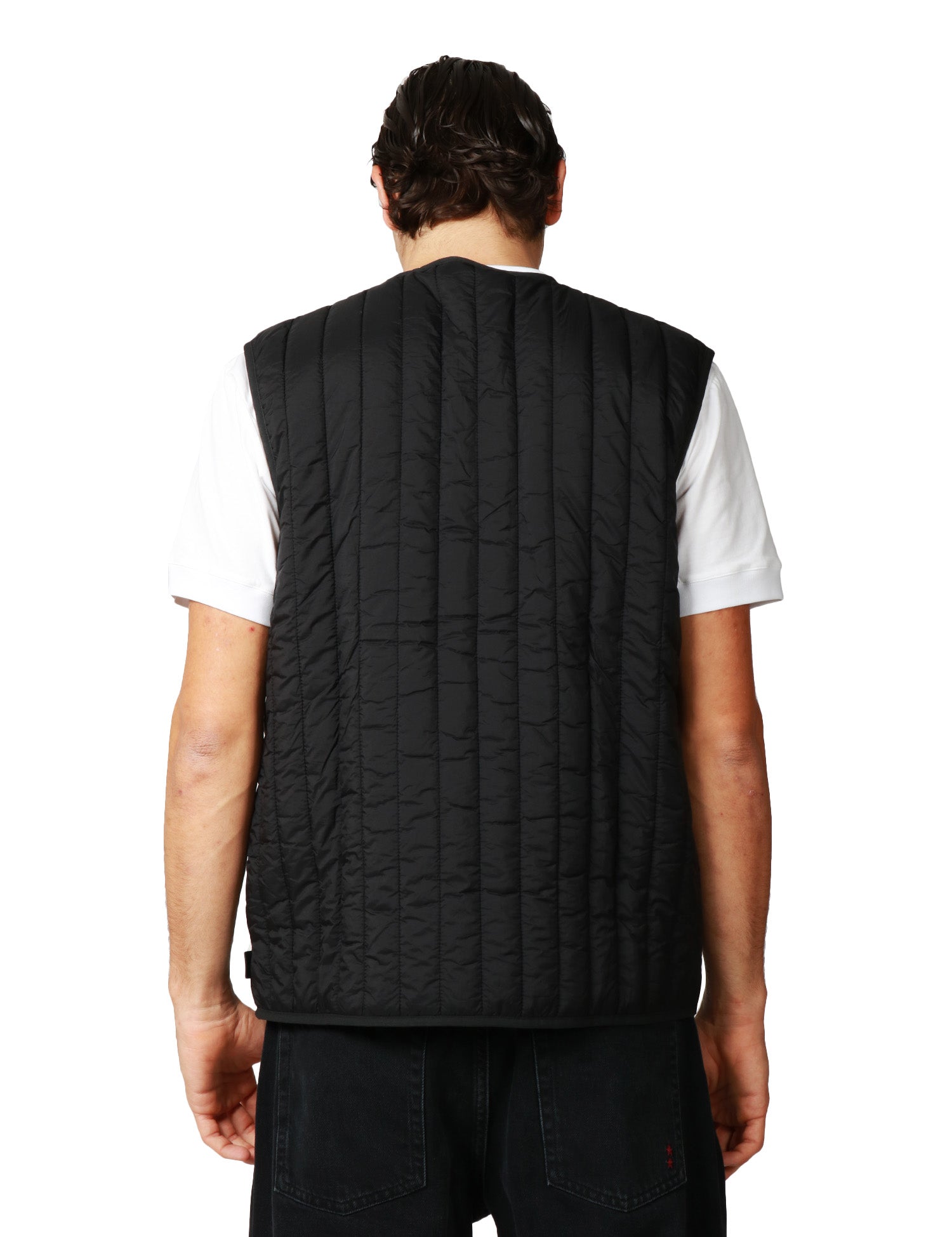 GILET UOMO RAINS BANJA LINER NERO TRAPUNTATO CON SCOLLO A V E TASCHINO