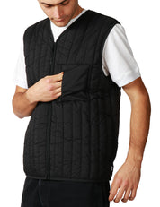 GILET UOMO RAINS BANJA LINER NERO TRAPUNTATO CON SCOLLO A V E TASCHINO