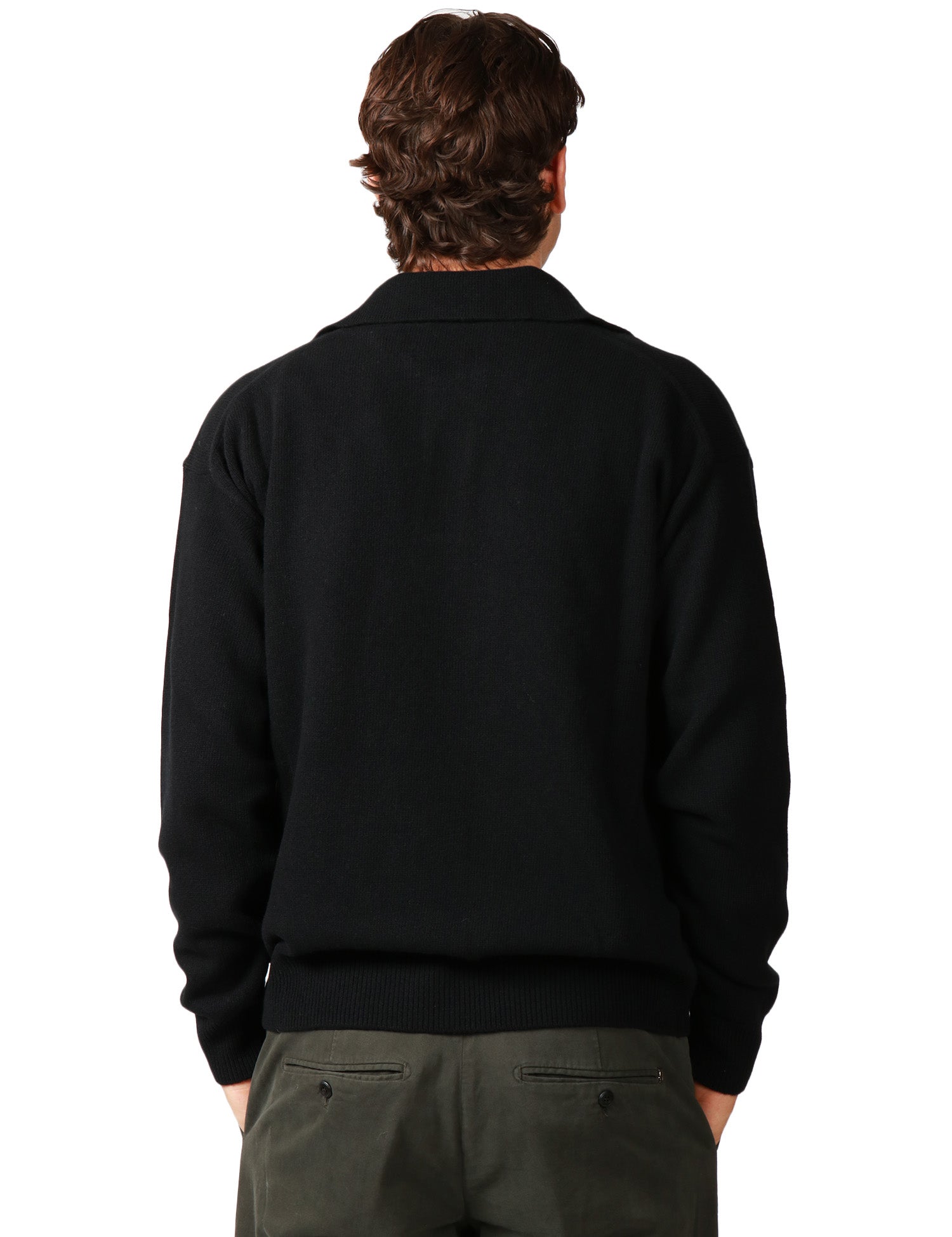 MAGLIA POLO UOMO ROBERTO COLLINA NERA OVER IN MISTO LANA E CASHMERE