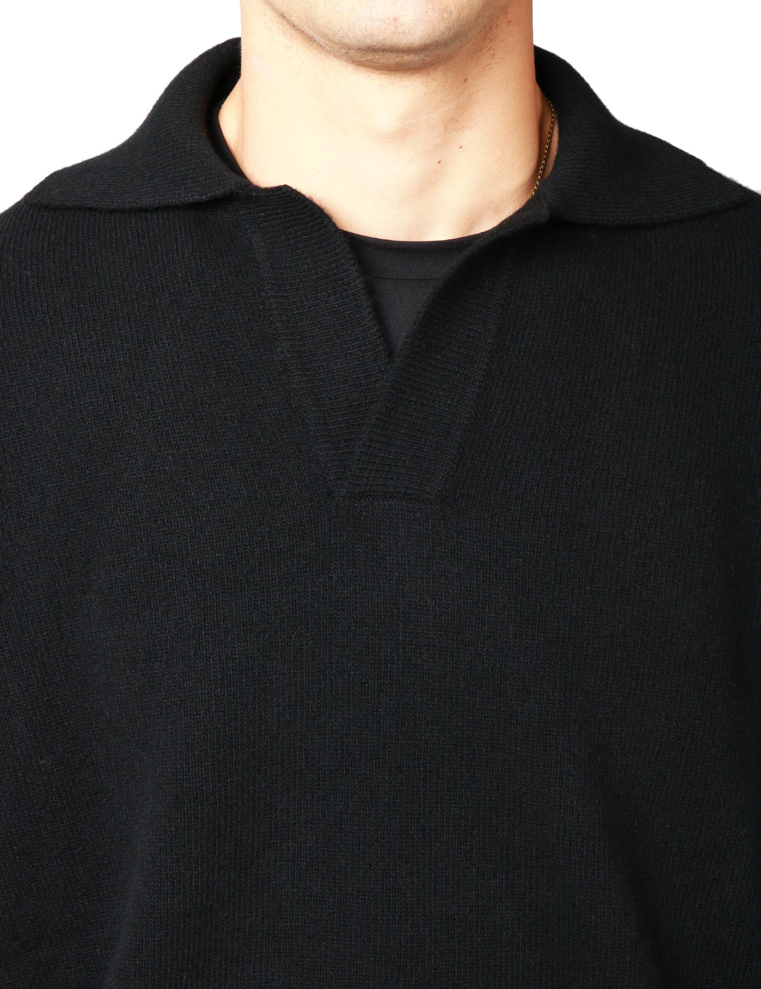 MAGLIA POLO UOMO ROBERTO COLLINA NERA OVER IN MISTO LANA E CASHMERE