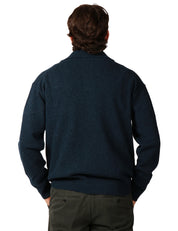 MAGLIA POLO UOMO ROBERTO COLLINA BLU DENIM OVER IN MISTO LANA E CASHMERE