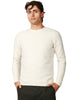 Maglia uomo roberto collina ecru girocollo in cotone con lavorazione moulinè
