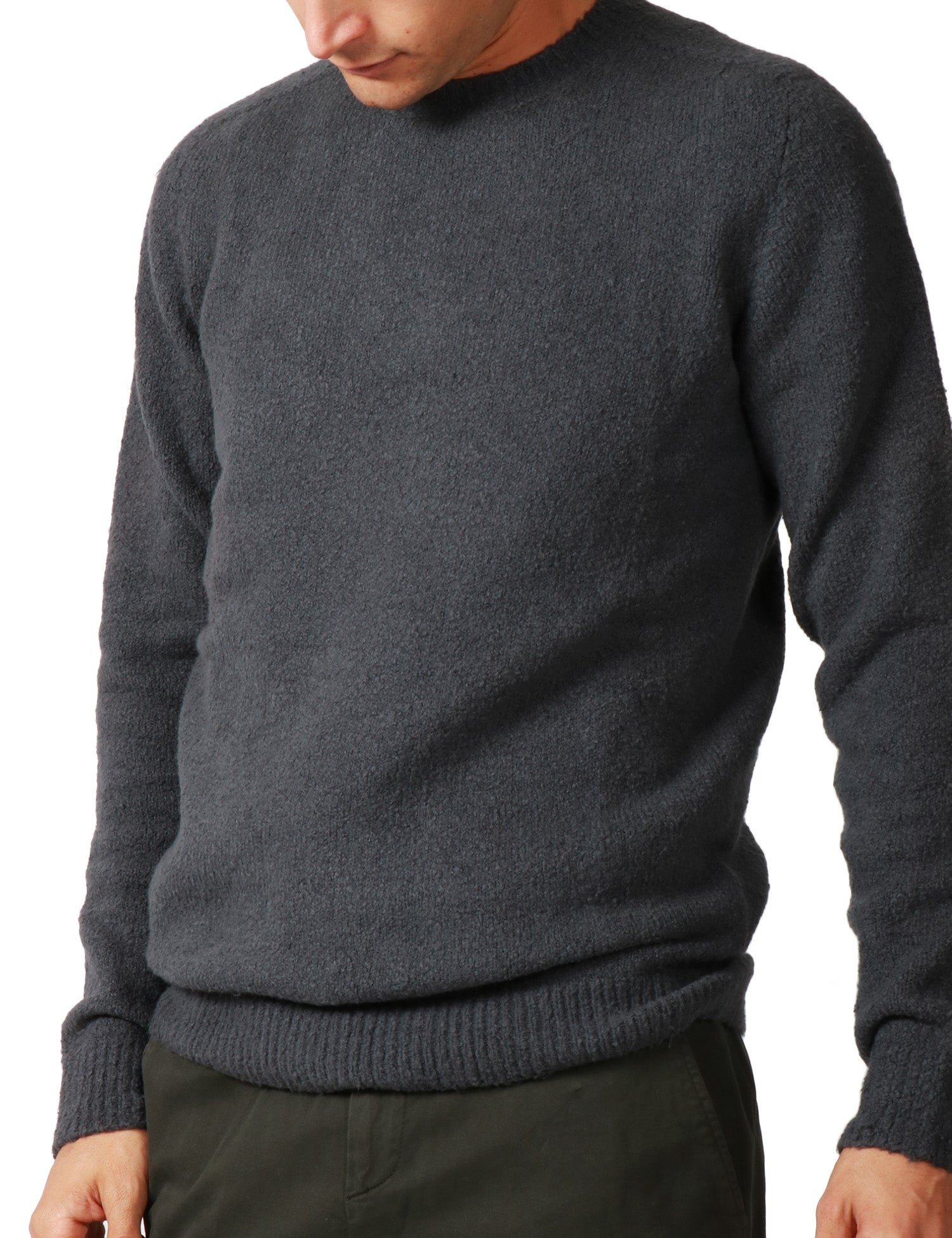 MAGLIA UOMO ROBERTO COLLINA GRIGIOFERRO GIROCOLLO IN COTONE CO LAVORAZIONE MOULINè