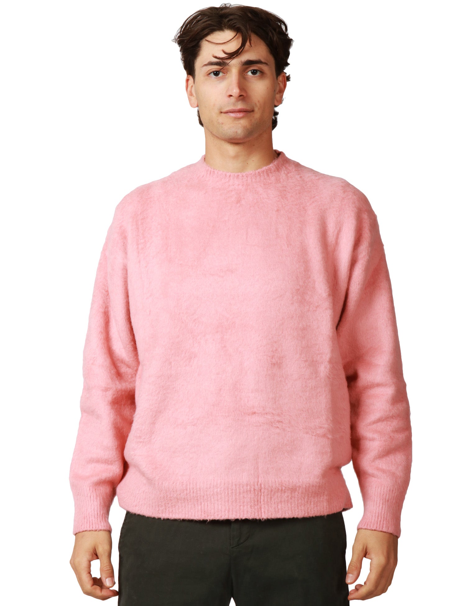 MAGLIA UOMO ROBERTO COLLINA ROSA GIROCOLLO IN CALDO COTONE GARZATO PRESSATO