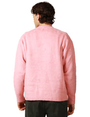MAGLIA UOMO ROBERTO COLLINA ROSA GIROCOLLO IN CALDO COTONE GARZATO PRESSATO
