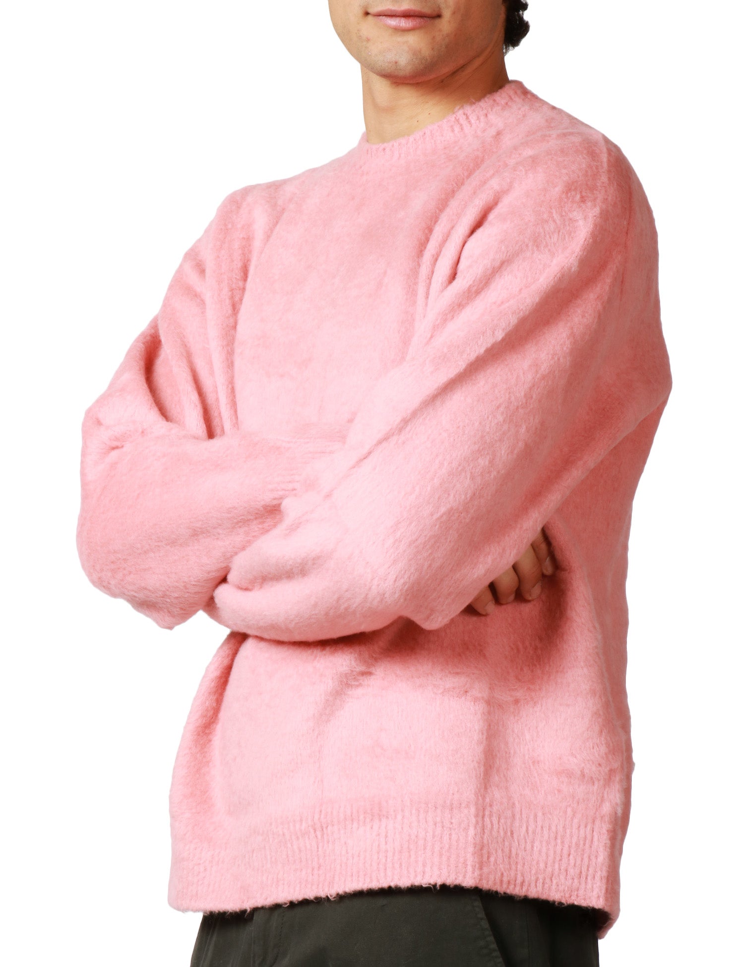 MAGLIA UOMO ROBERTO COLLINA ROSA GIROCOLLO IN CALDO COTONE GARZATO PRESSATO