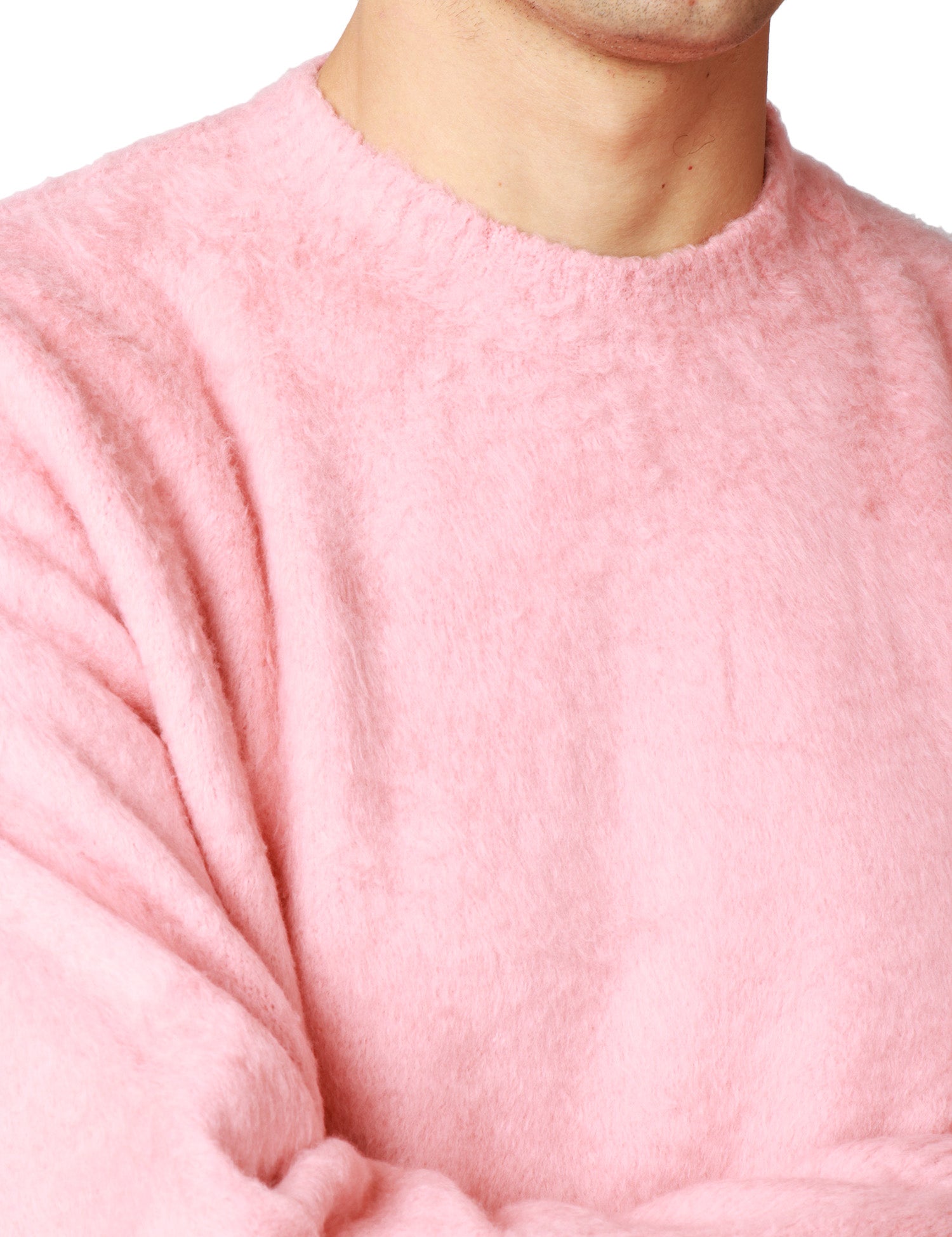 MAGLIA UOMO ROBERTO COLLINA ROSA GIROCOLLO IN CALDO COTONE GARZATO PRESSATO