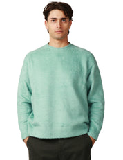 MAGLIONE UOMO ROBERTO COLLINA VERDE ACQUA GIROCOLLO IN COTONE PRESSATO GARZATO