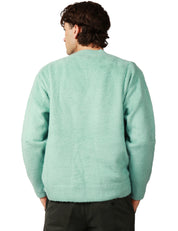 MAGLIONE UOMO ROBERTO COLLINA VERDE ACQUA GIROCOLLO IN COTONE PRESSATO GARZATO