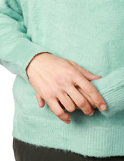 MAGLIONE UOMO ROBERTO COLLINA VERDE ACQUA GIROCOLLO IN COTONE PRESSATO GARZATO